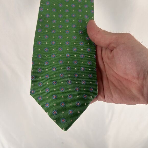 Brooks Brothers Tie Men's 59" Green Floral 100% Silk 4" Wide Made USA - Picture 1 of 6